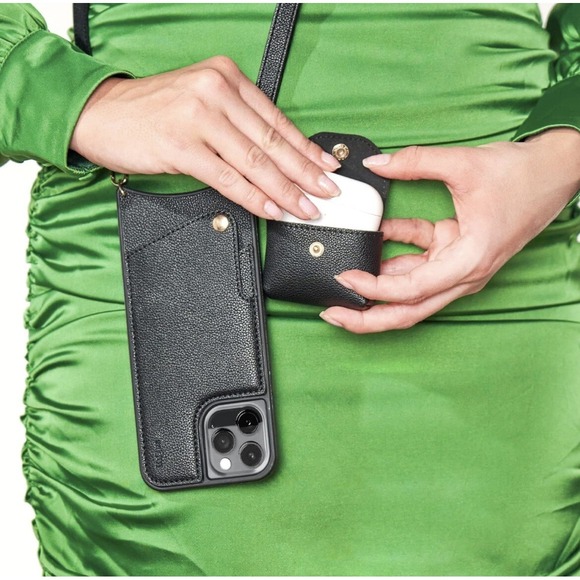 KIQUE Crossbody Phone Case and Wallet for iPhone 11 Pro Faux Black Leather - Picture 6 of 9